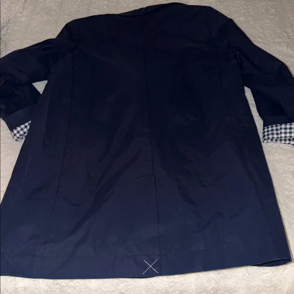 NWT J. Crew Navy Trench Coat with Gingham Detail - Picture 4 of 5